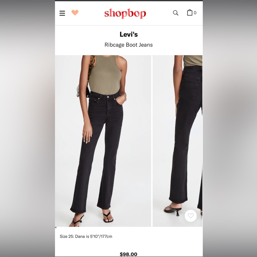 Levi’s ribcage boot jeans 26